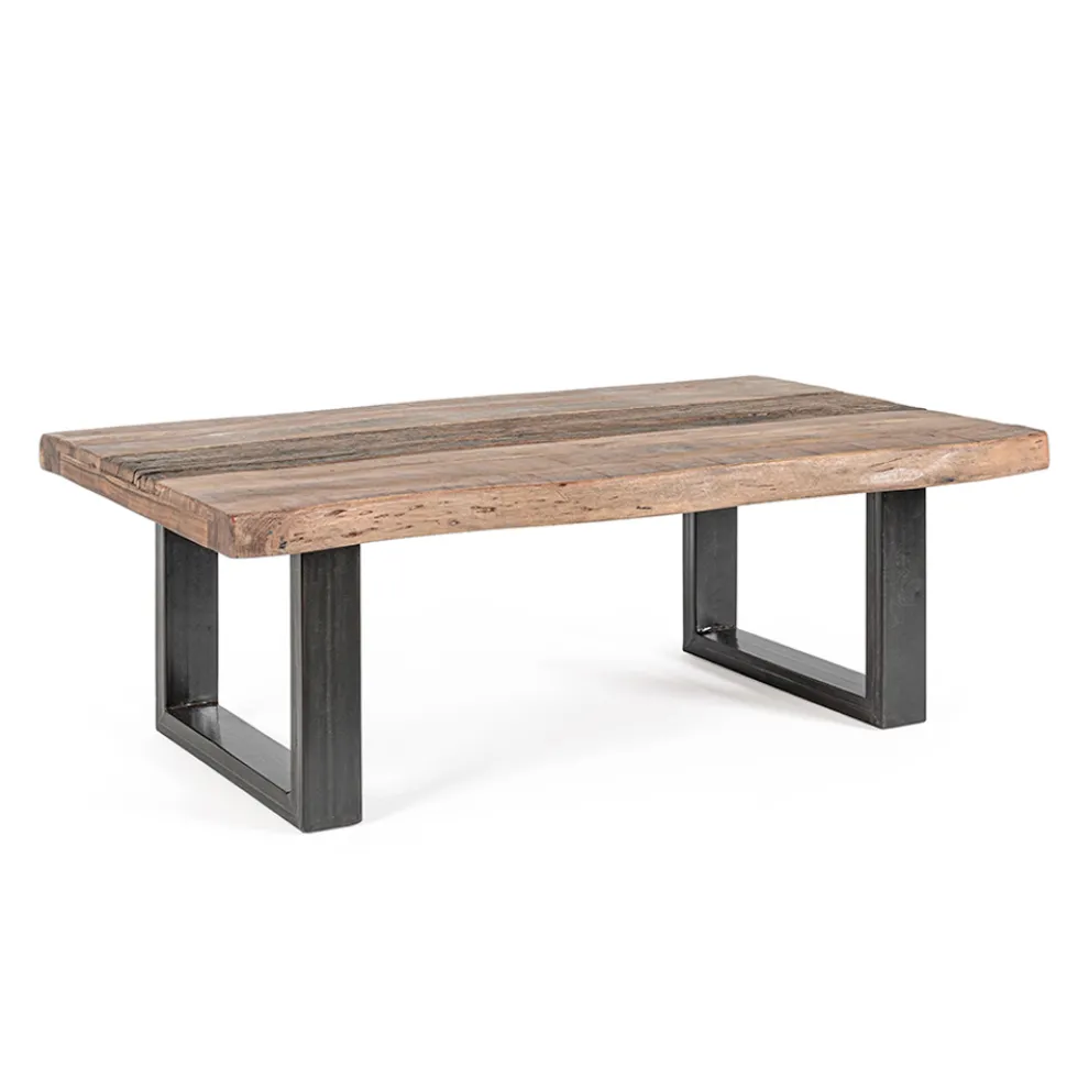 Homemotion Couchtisch aus Stahl und Tischplatte aus Akazienholz - Zalma