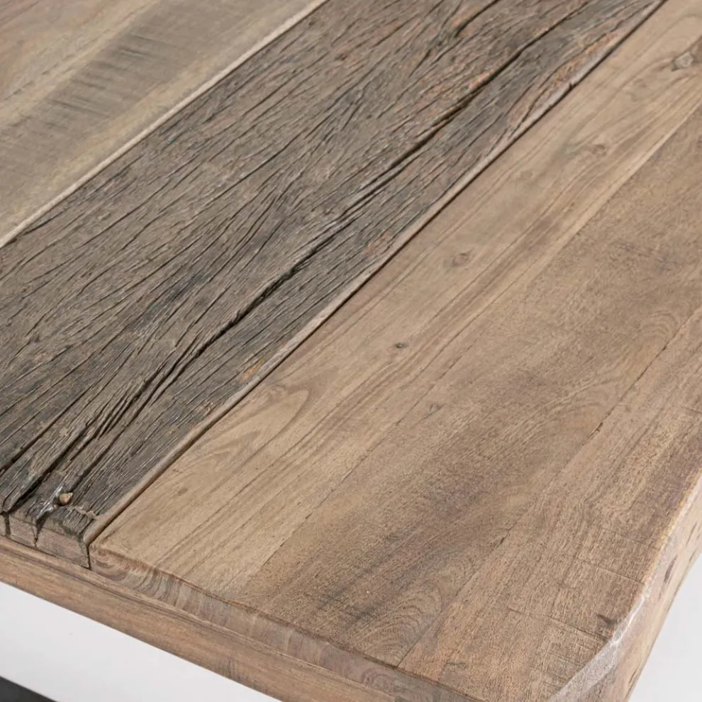 Homemotion Couchtisch aus Stahl und Tischplatte aus Akazienholz - Zalma