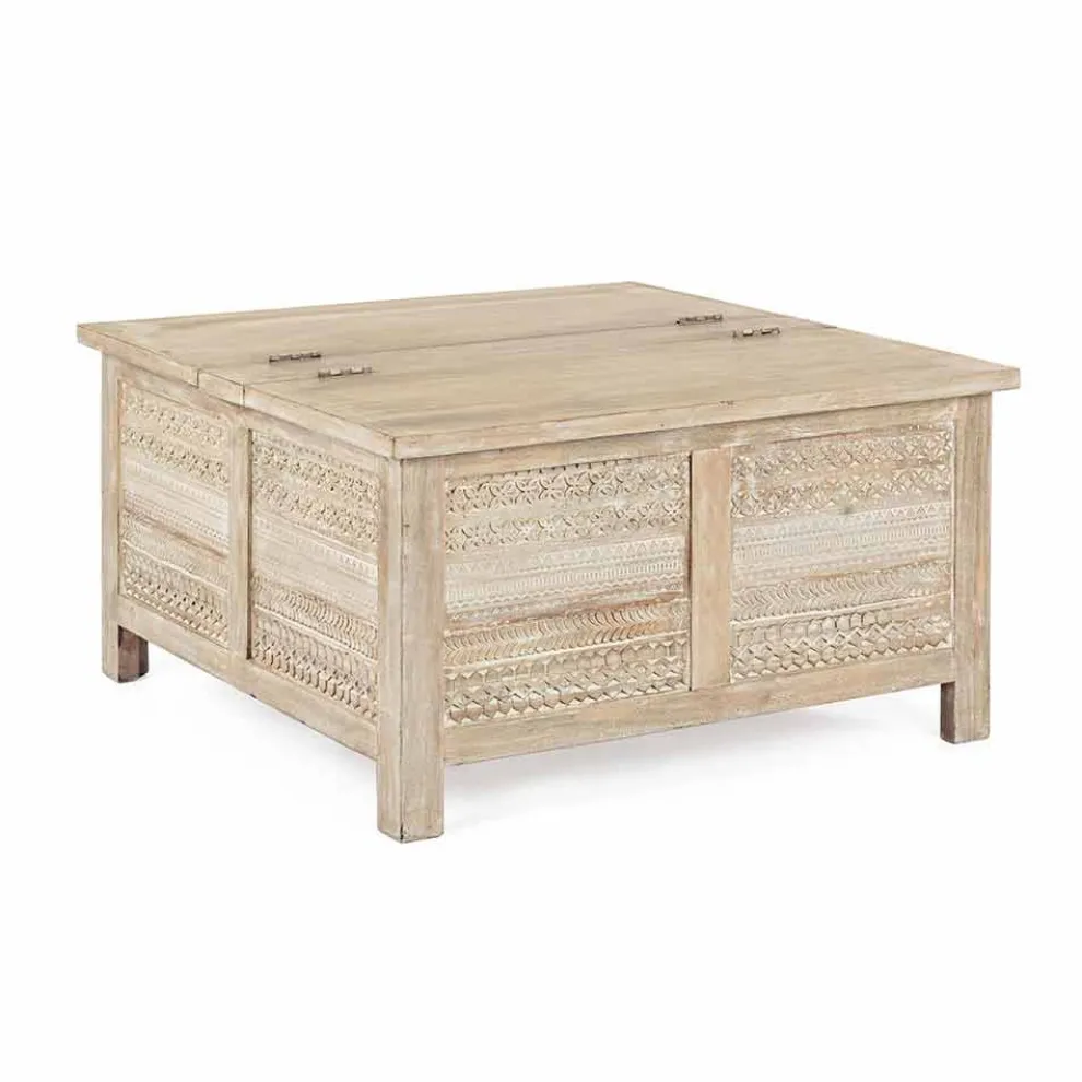 Homemotion Couchtisch aus Mangoholz mit Behälter - Mixo