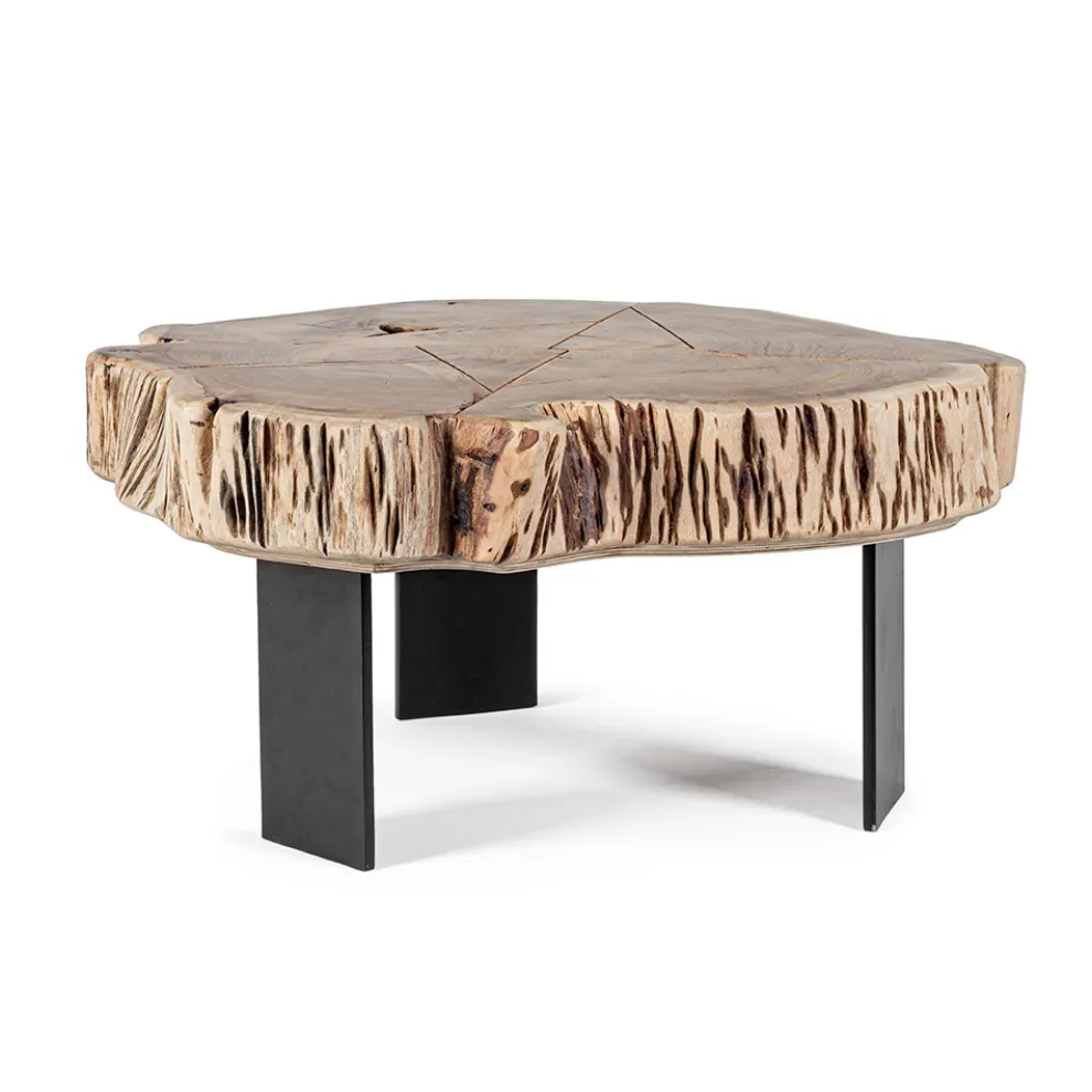 Homemotion Couchtisch aus Stahl und natürlichem Akazienholz - Camala