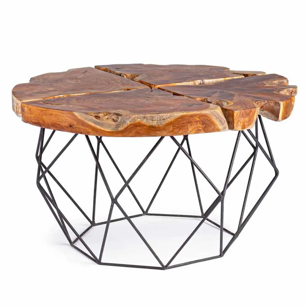 Homemotion Design Couchtisch mit Teakplatte - Grillo