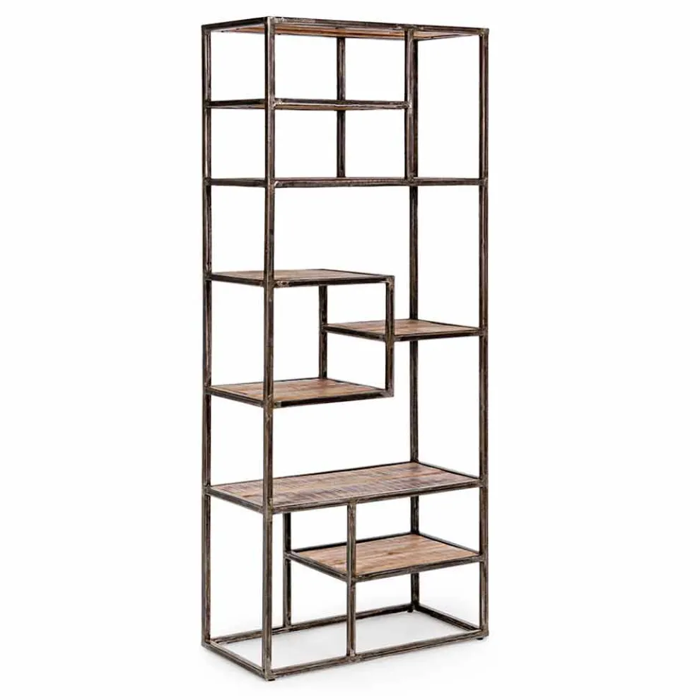 Homemotion Industrial Style Bücherregal aus lackiertem Stahl und Holz - Zompo