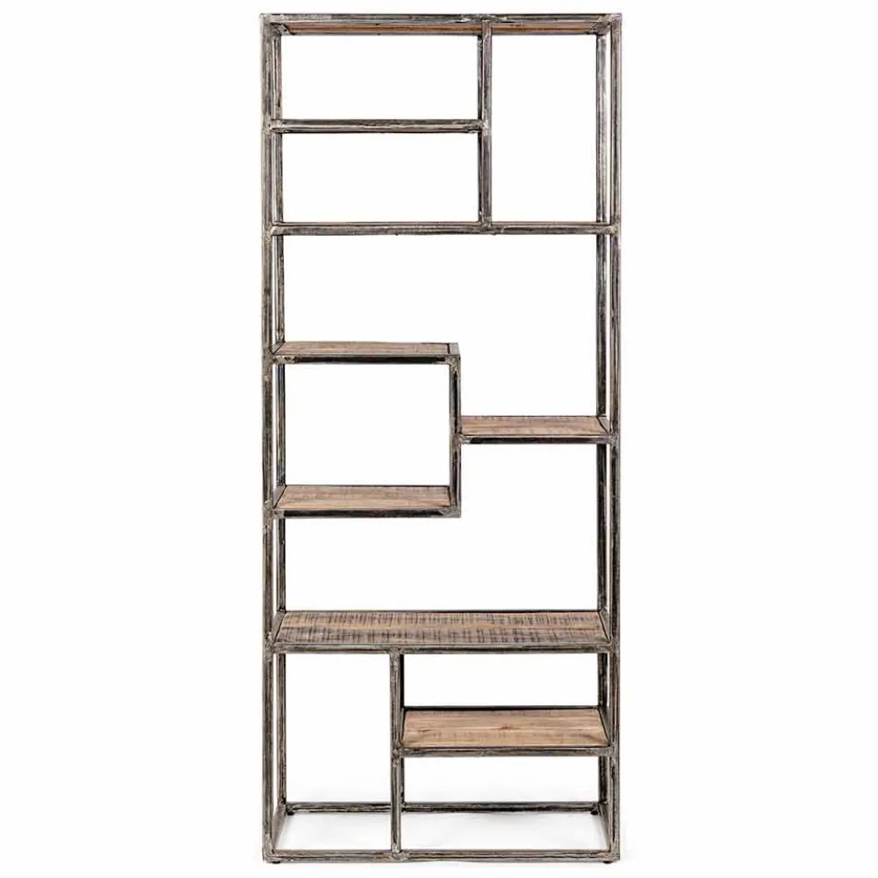 Homemotion Industrial Style Bücherregal aus lackiertem Stahl und Holz - Zompo