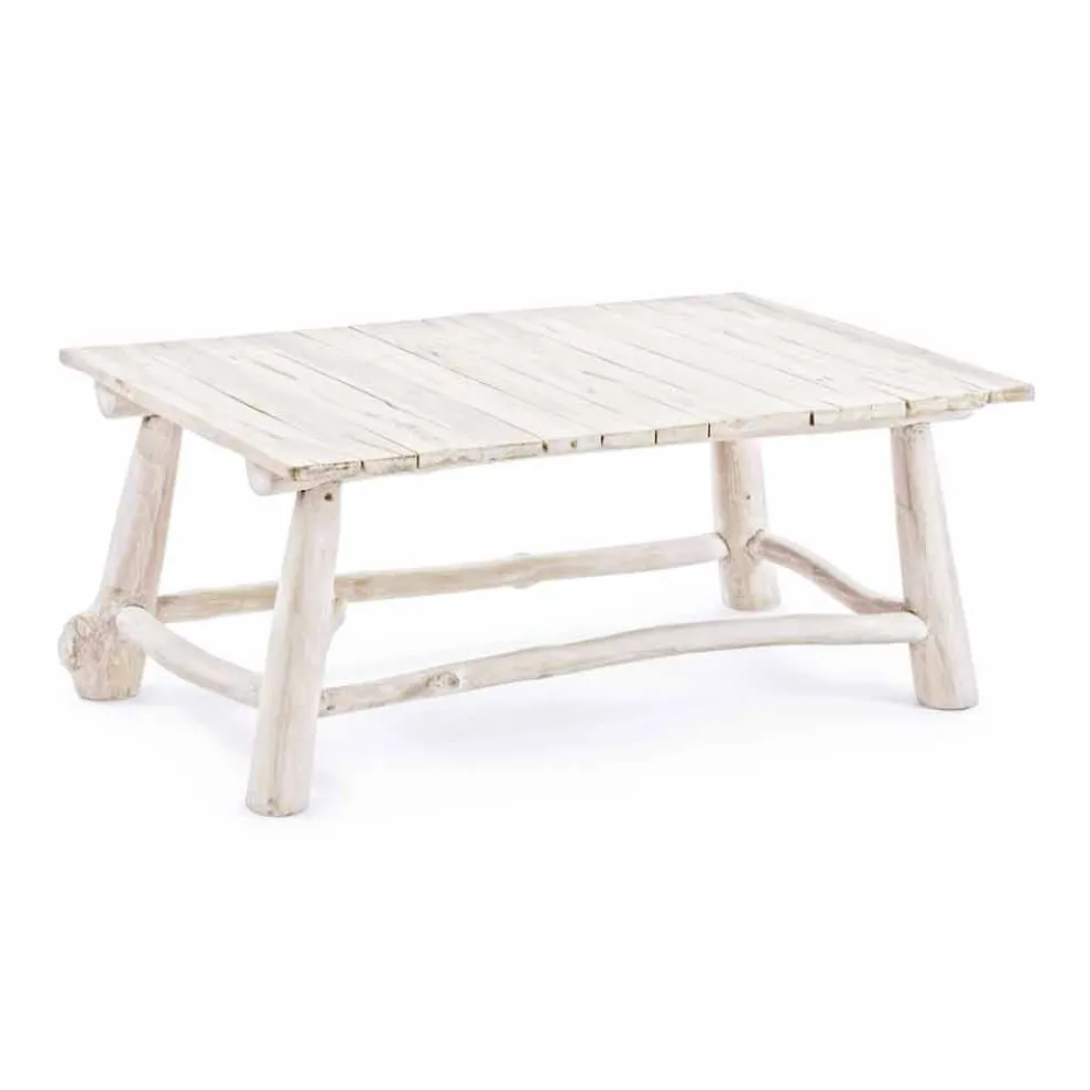 Homemotion Moderner Couchtisch in gebleichten Teakholzzweigen - Bambus