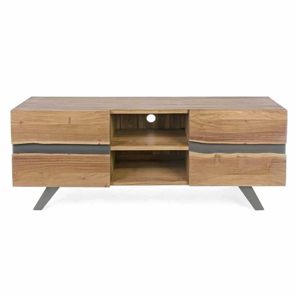 Homemotion TV-Ständer aus Mangoholz mit Metalleinsätzen - Sonia