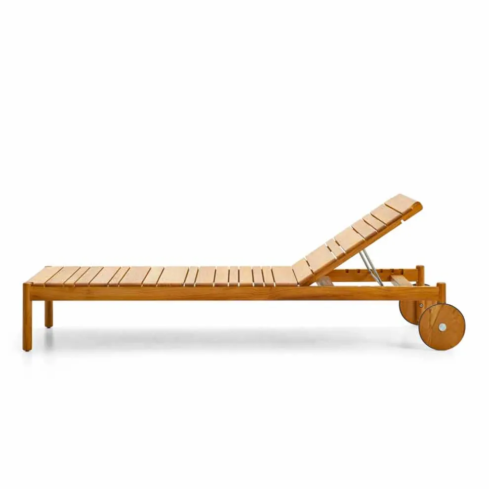 Teak Sonnenliege Outdoor mit Rollen Varaschin Barcode