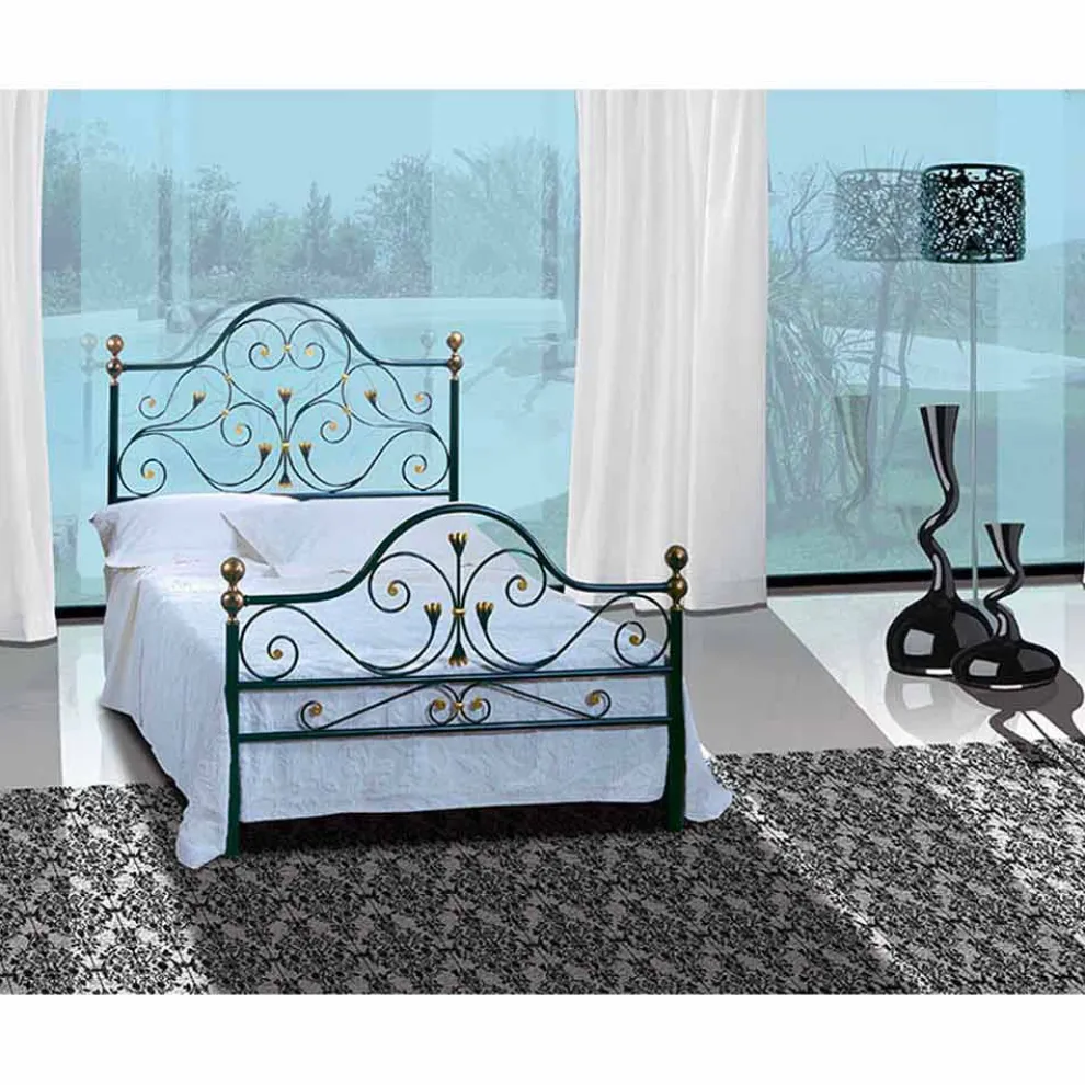 Fenice Jugend Queen Size Bett aus Schmiedeeisen in Design