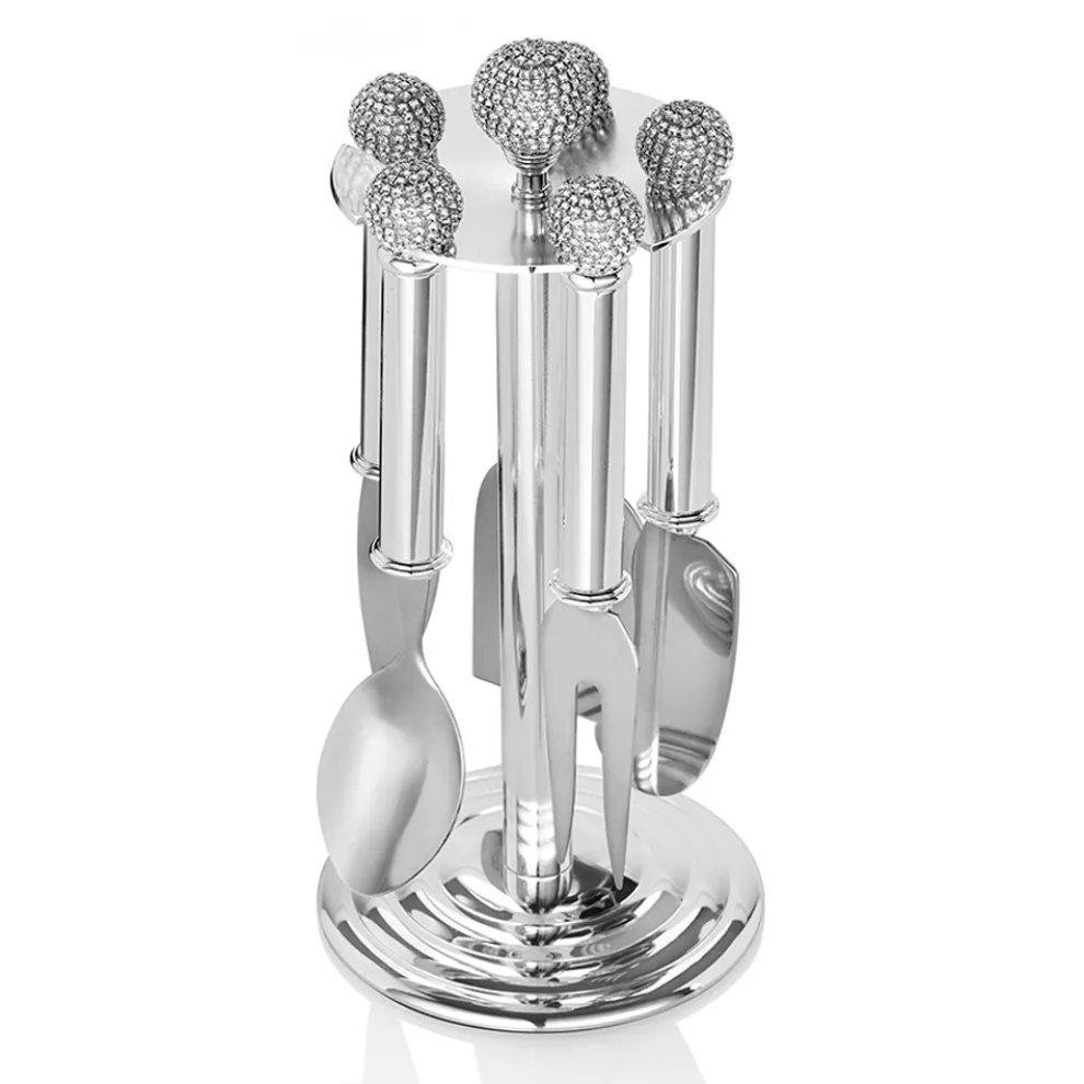 Käsemesser aus Silbermetall mit Kristallen 5 Stück - Marfio