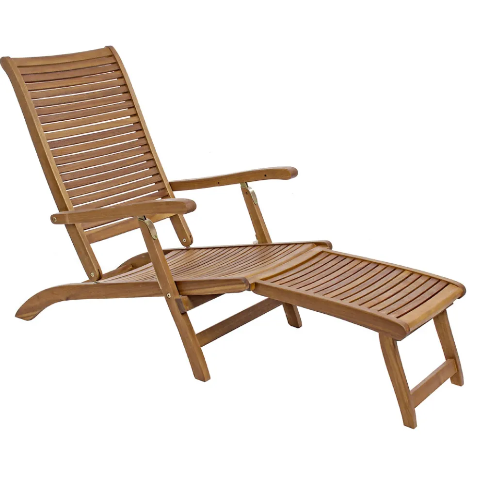 Liegende Chaiselongue im Freien aus Naturholz - Roxen