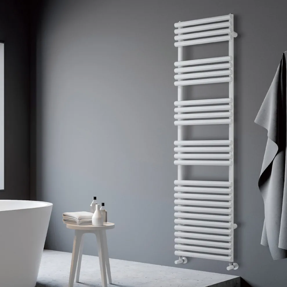 Hydraulischer Handtuchwärmer aus reinweißem Stahl, hergestellt in Italien – Zitrone