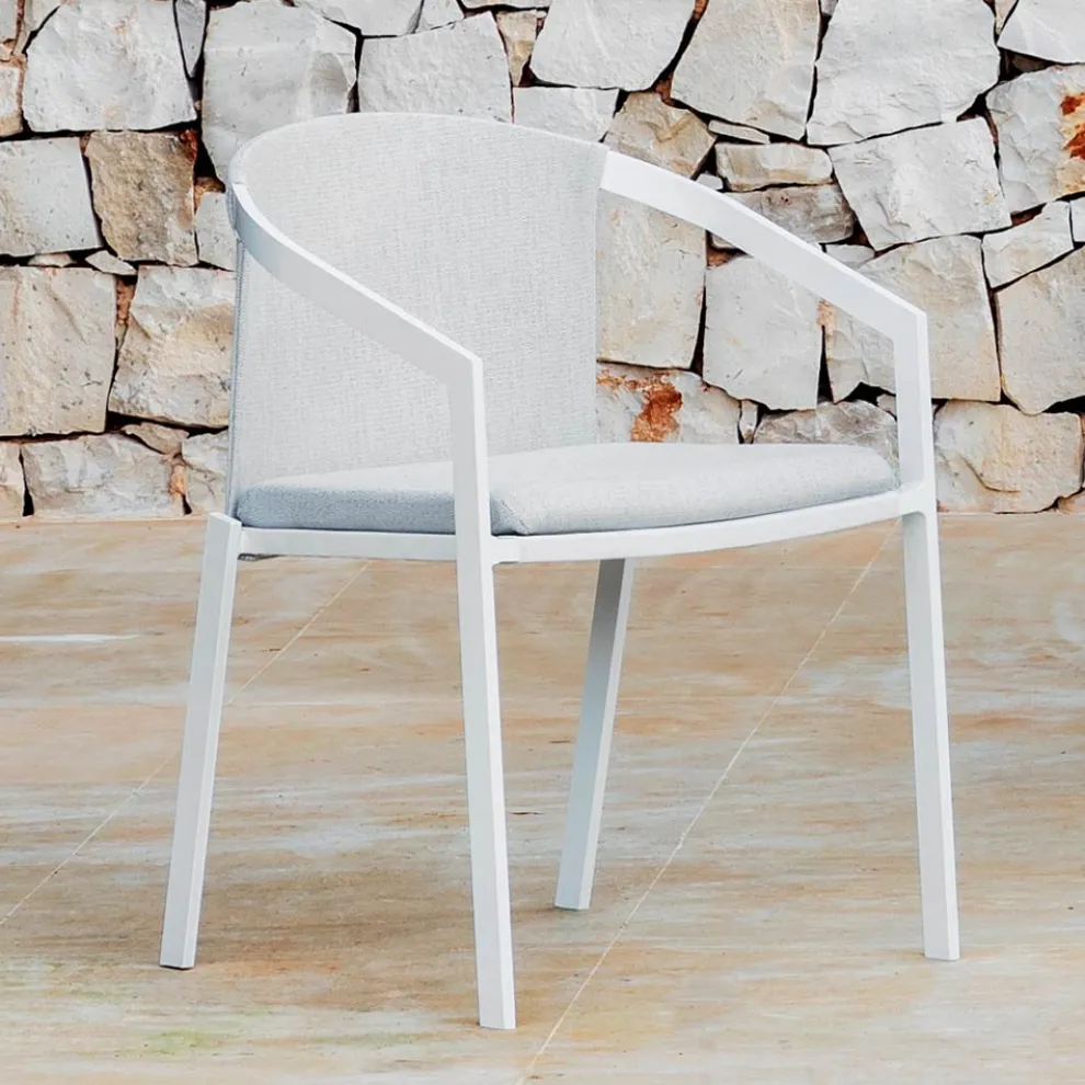 Aluminium Outdoor Stuhl mit oder ohne Kissen, Hochwertig, 4 Stück - Filomena