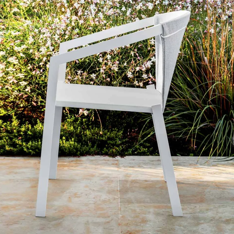 Aluminium Outdoor Stuhl mit oder ohne Kissen, Hochwertig, 4 Stück - Filomena