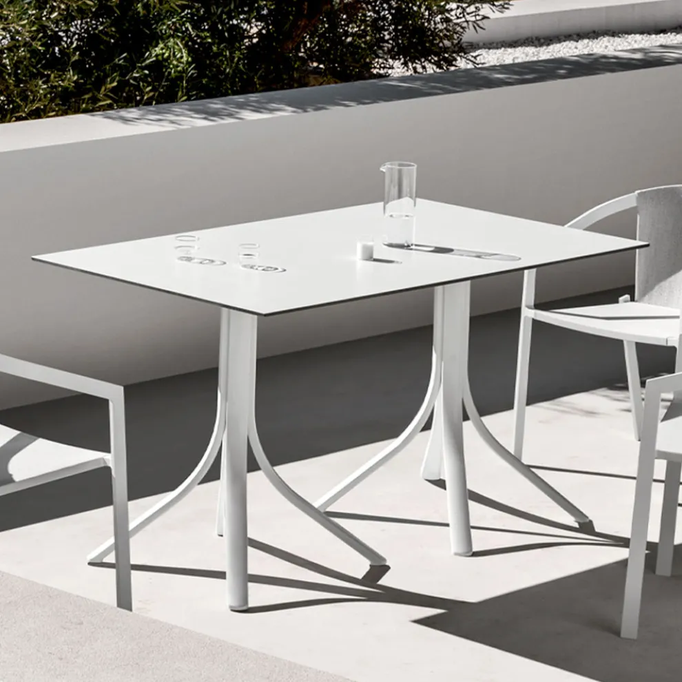 Luxus-Gartentisch aus Aluminium und Weiß Hpl oder Gunmetal - Filomena