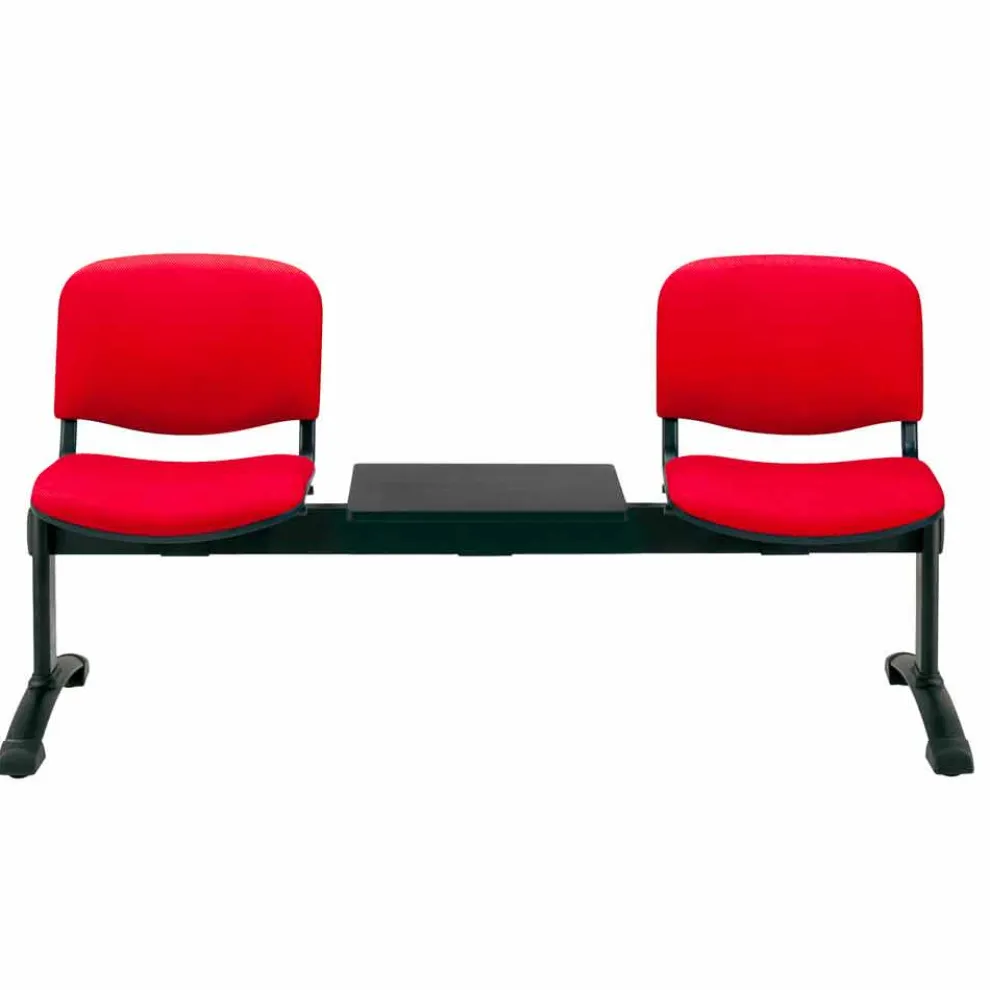 Sitzbank für Wartezimmer 2 Sitzplätze aus Tissue, Kunstleder oder Buche - Carmela