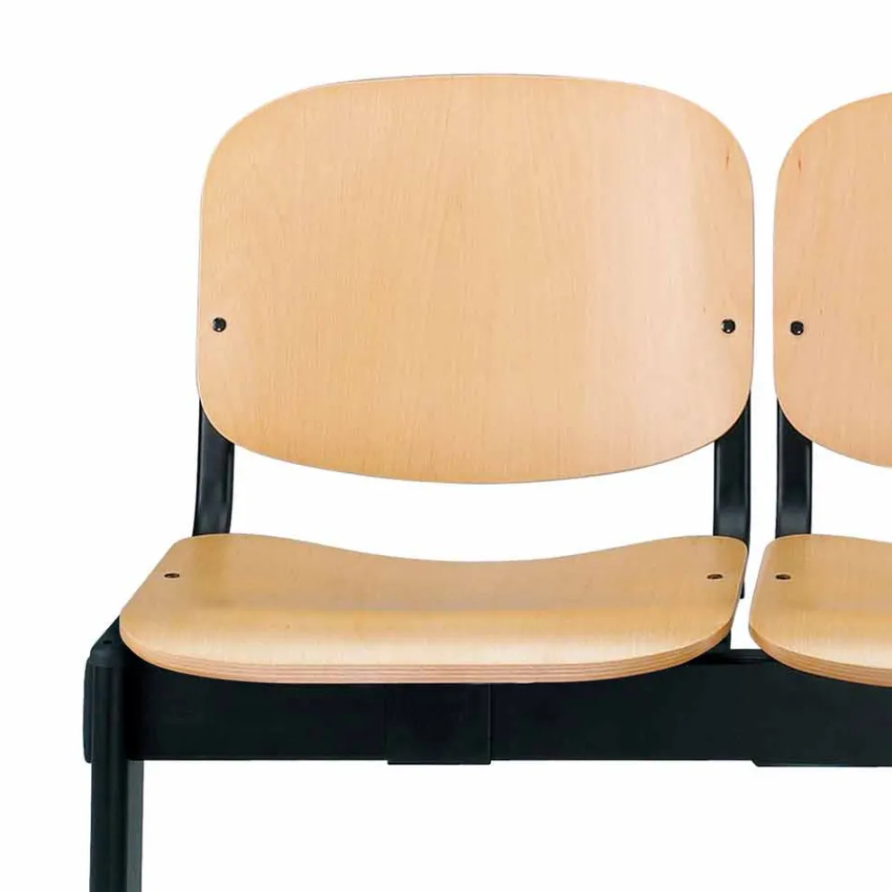 Sitzbank für Wartezimmer 2 Sitzplätze aus Tissue, Kunstleder oder Buche - Carmela