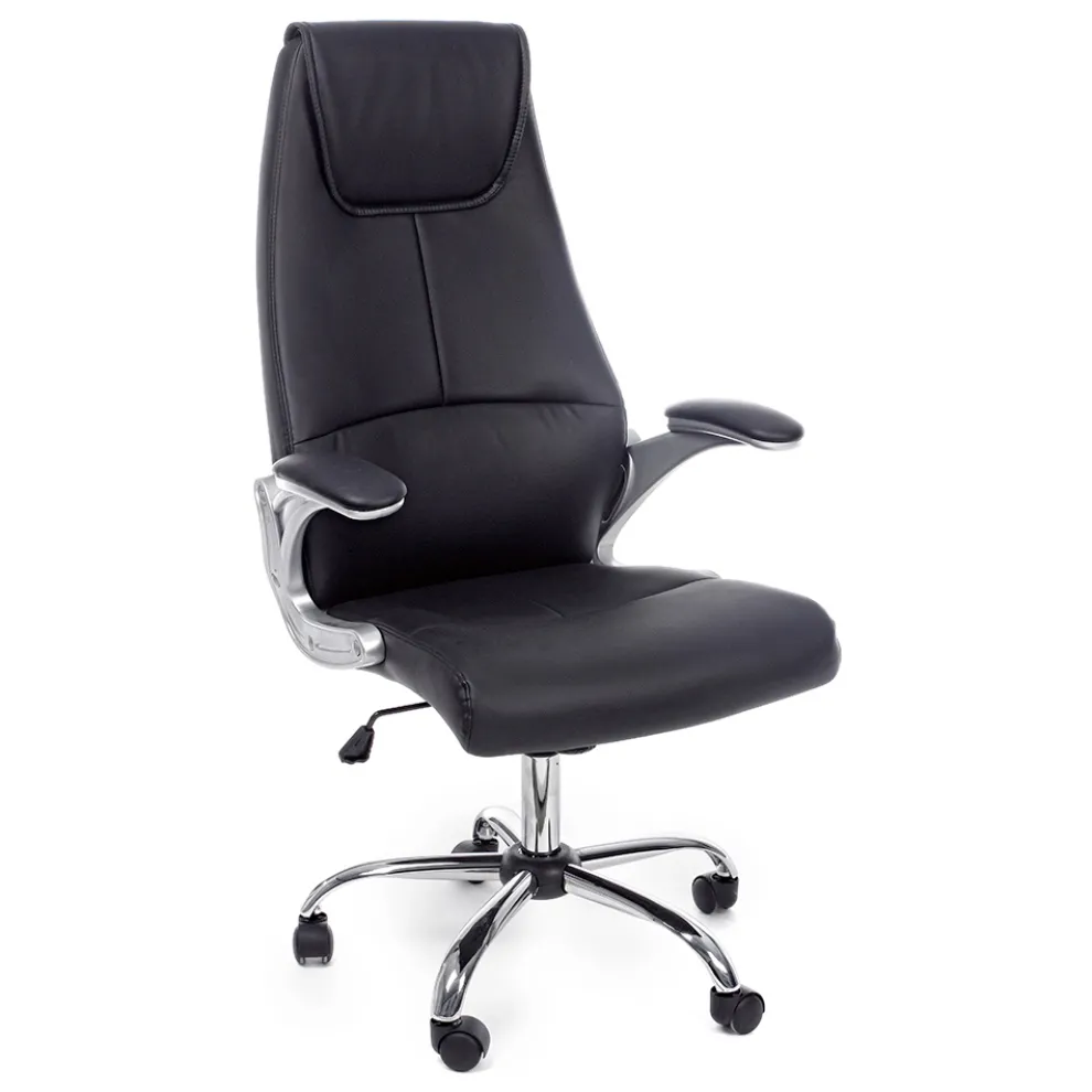 Ergonomischer Bürostuhl aus Stahl und schwarzem oder braunem Kunstleder - Matilda