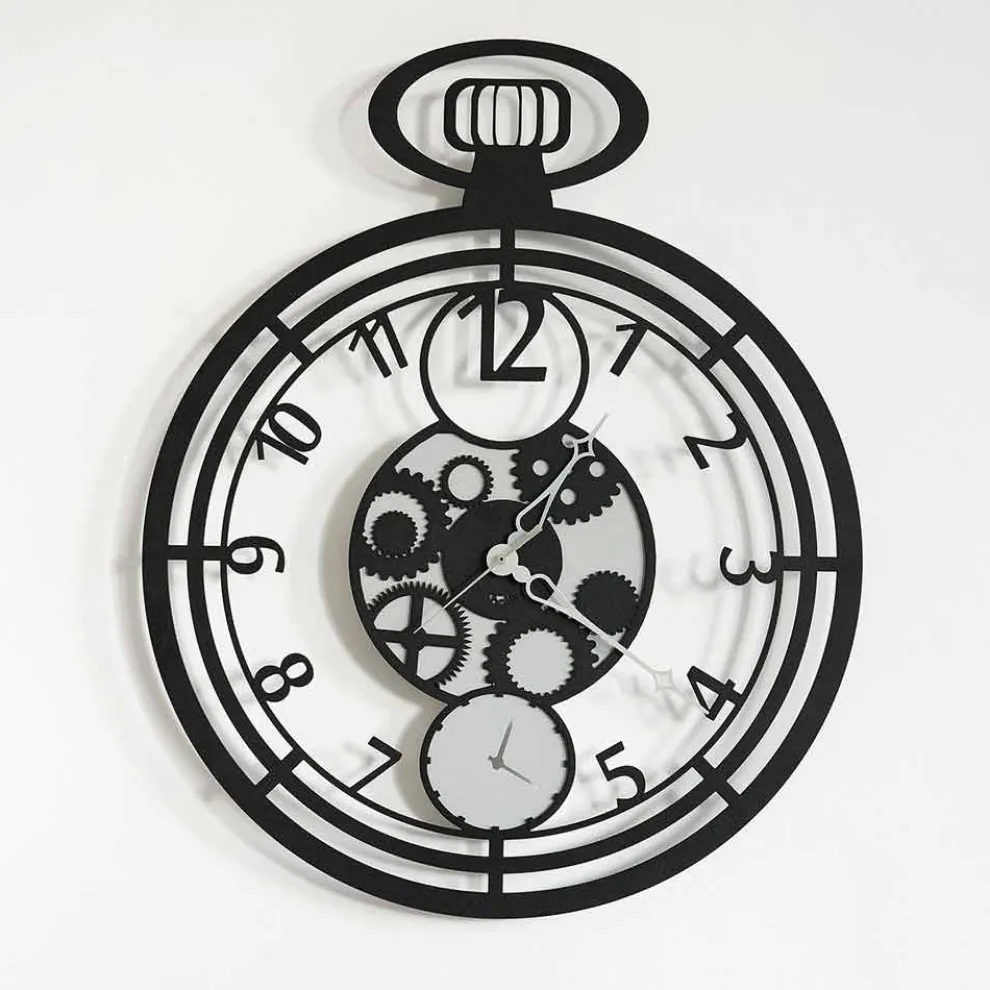 Moderne runde Wanduhr aus farbigem Eisen Made in Italy - Ciliegino