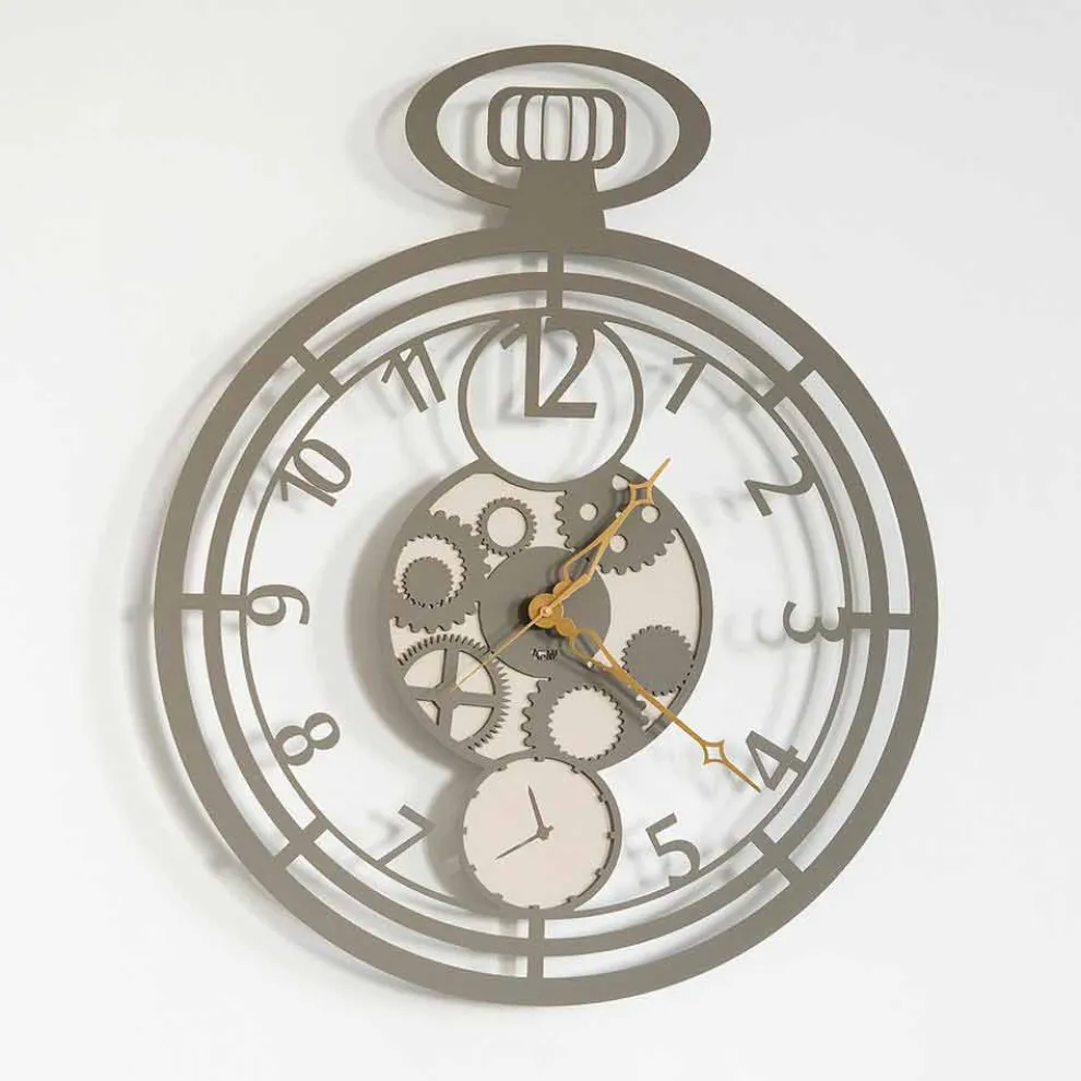 Moderne runde Wanduhr aus farbigem Eisen Made in Italy - Ciliegino