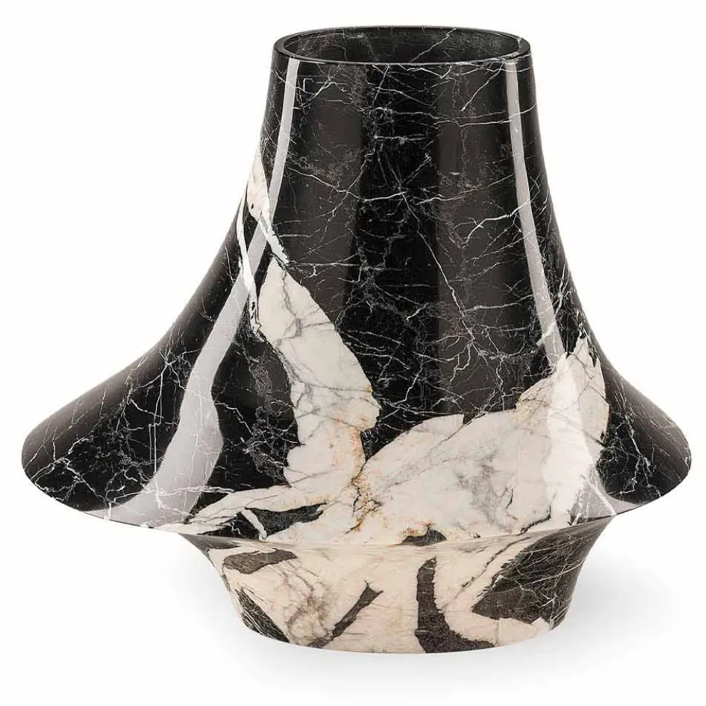 Elegante Indoor-Vase aus weißem und schwarzem Marmor Made in Italy - Original
