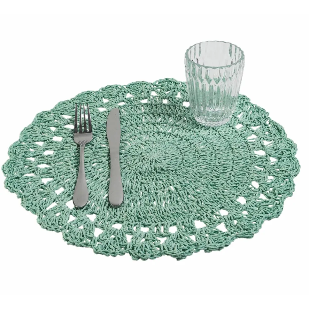 Rundes Tischset Gehäkeltes Tischset Verschiedene Farben 12 Stück - Punzolo