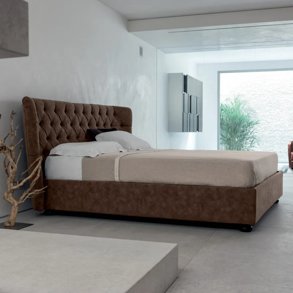 Doppelbett mit Polsterung aus Polyurethanschaum Made in Italy - Capriccio