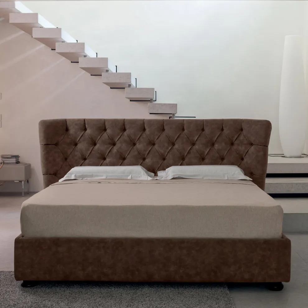 Doppelbett mit Polsterung aus Polyurethanschaum Made in Italy - Capriccio