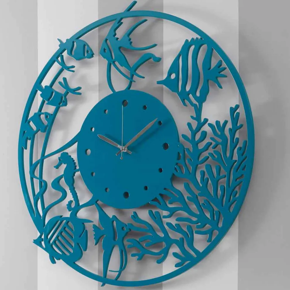 Große moderne farbige runde hölzerne Wanduhr - Infondoalmar