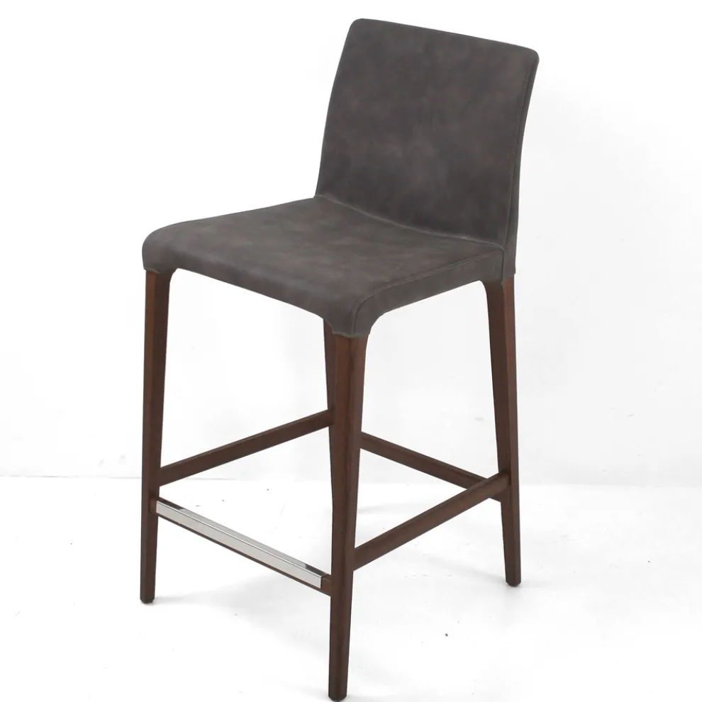 Indoor-Hocker aus Eschenholz und Kunstleder Made in Italy - Floki