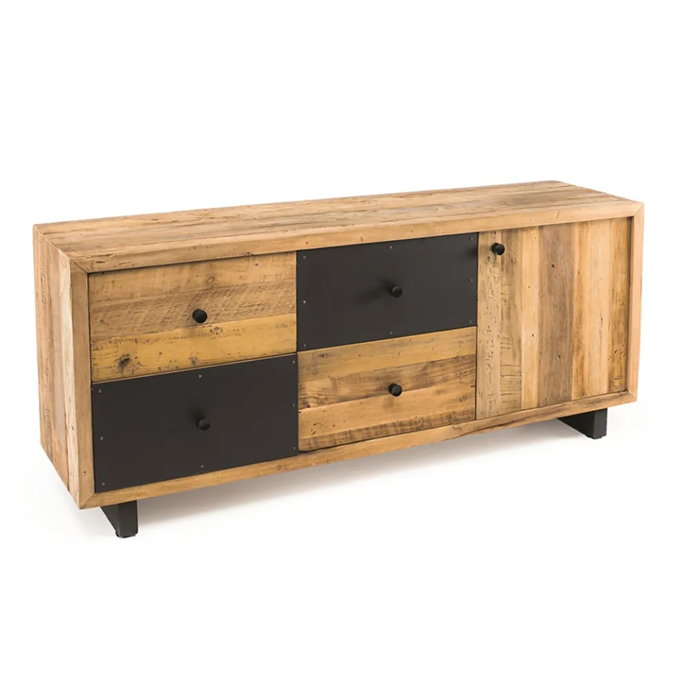 Indoor-Sideboard mit einer Tür, 4 Schubladen und Metallfüßen - Slide