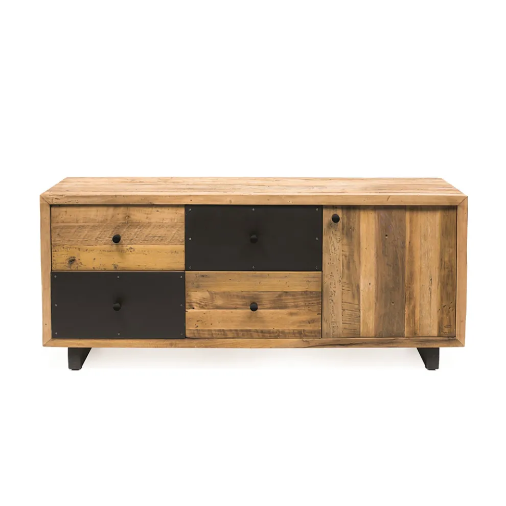 Indoor-Sideboard mit einer Tür, 4 Schubladen und Metallfüßen - Slide