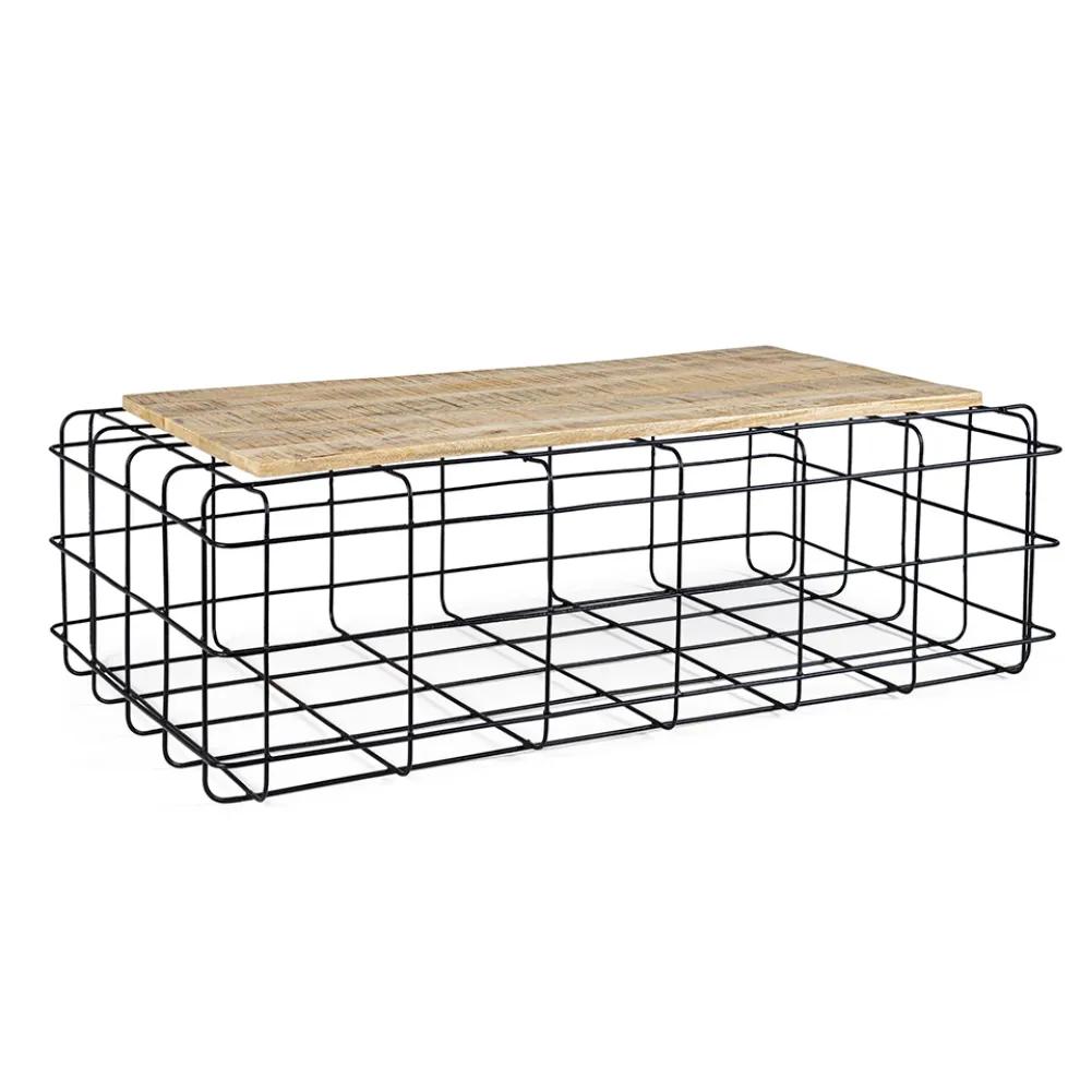 Industriedesign Couchtisch aus Mangoholz und Stahl - Carioca