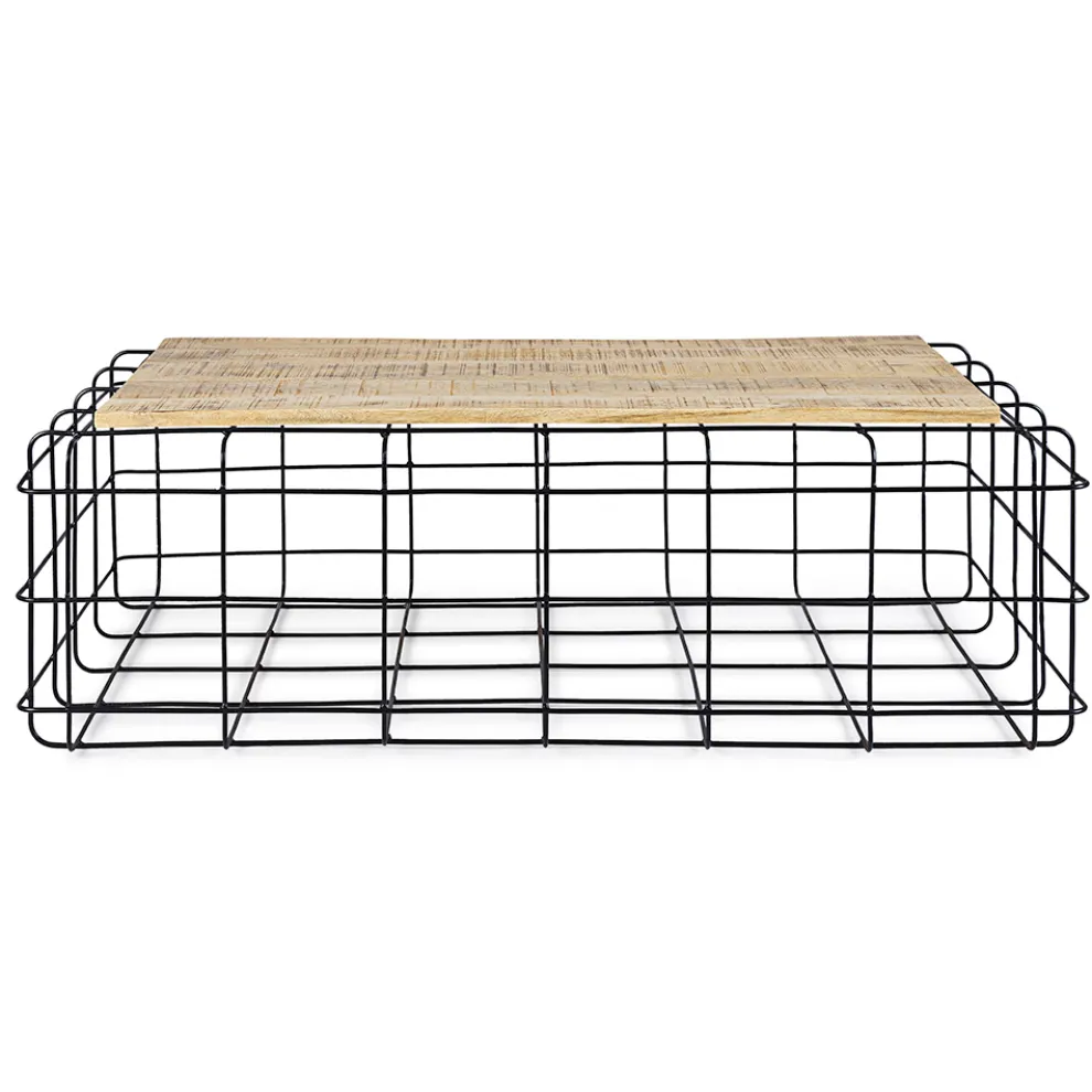 Industriedesign Couchtisch aus Mangoholz und Stahl - Carioca