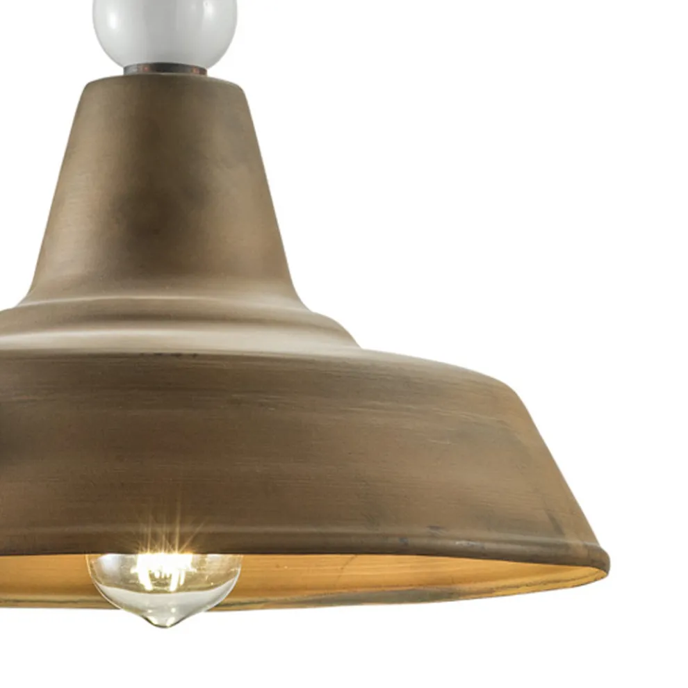 Industriedesign-Wandlampe aus Eisen und Keramik, handgefertigt - Grunge