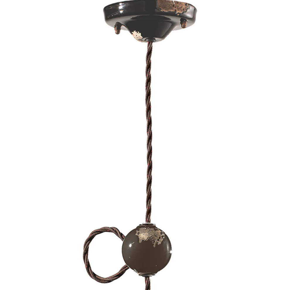 Industrielle handwerkliche Pendelleuchte aus Eisen und Keramik - Vintage