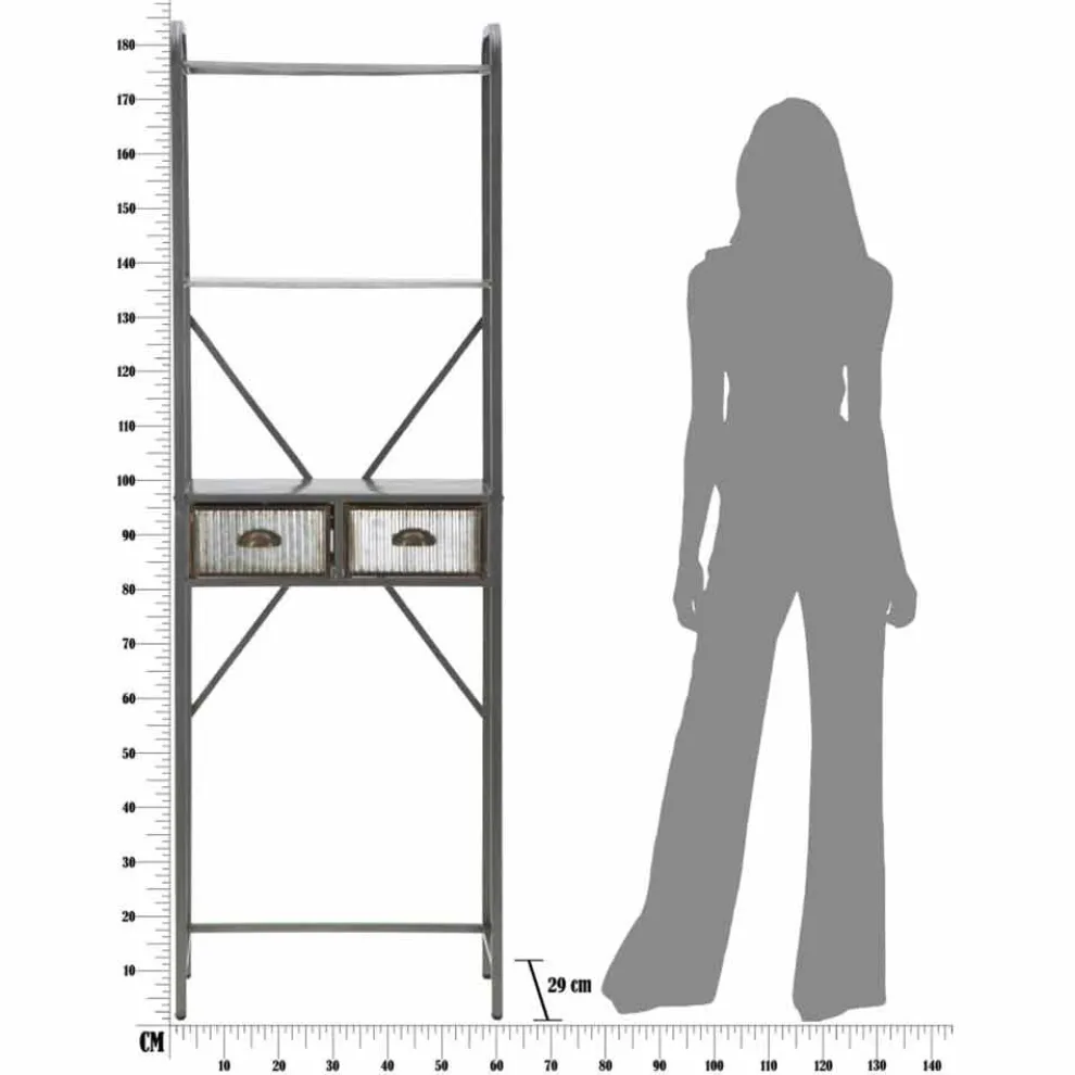 Industrieller Badezimmerschrank aus Eisen im Vintage-Stil mit Schubladen - Pome