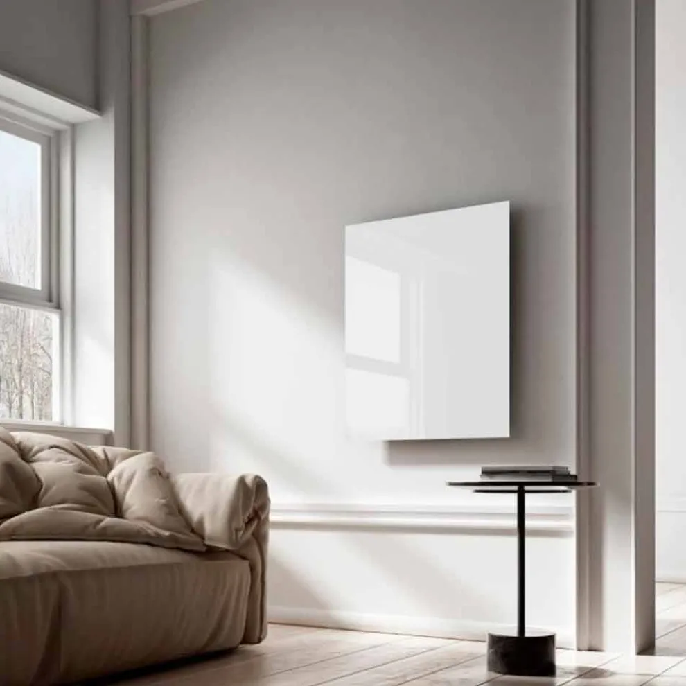 Infrarot-Elektroheizkörper aus weißem Klarglas