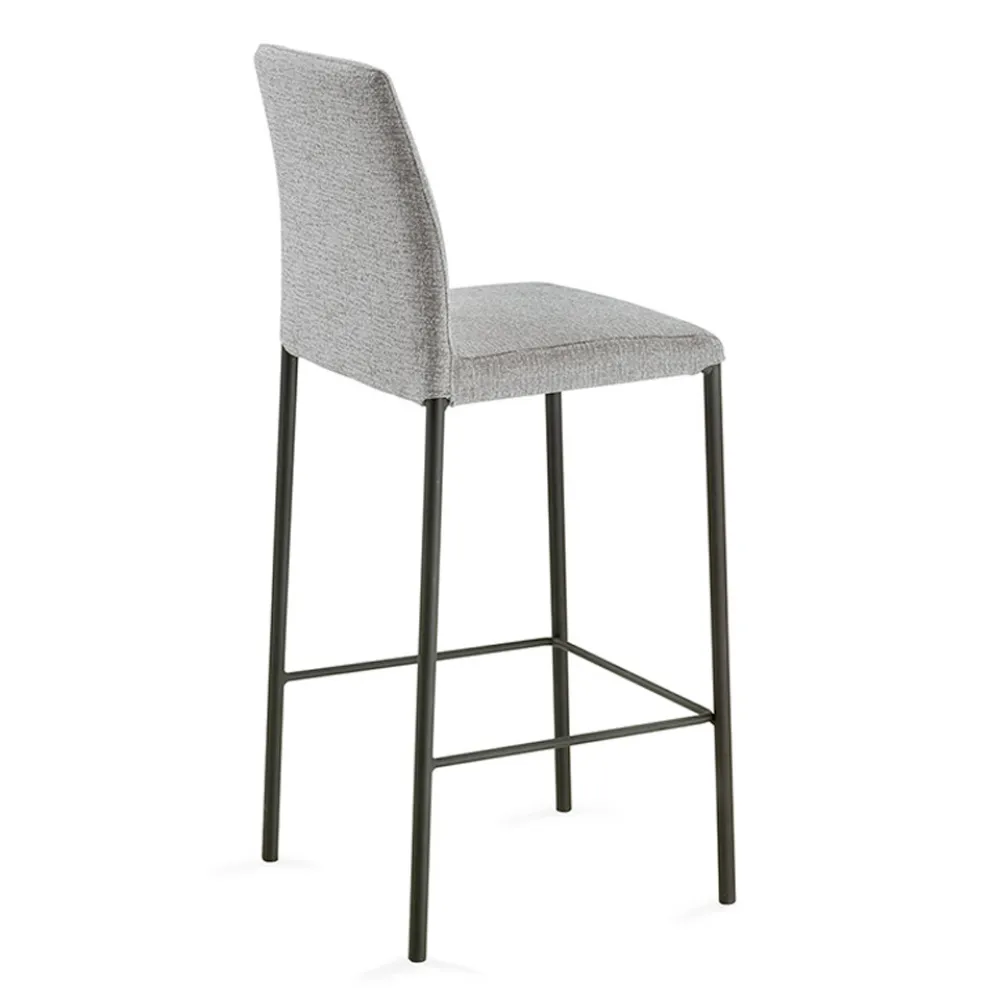 Innenhocker aus Perlenstoff und schwarzen Beinen, hergestellt in Italien – Blumen