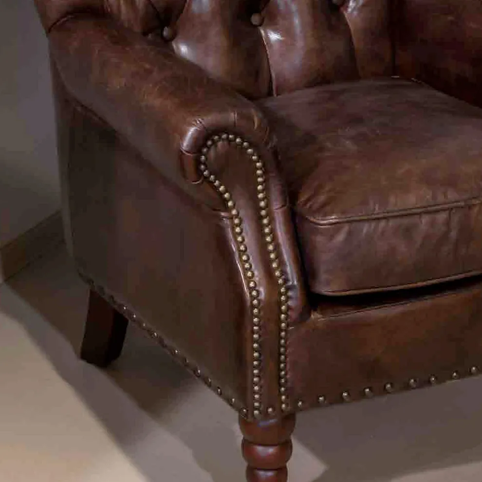 Innensessel komplett aus Vintage-Leder mit gealterter Wirkung - Stempel