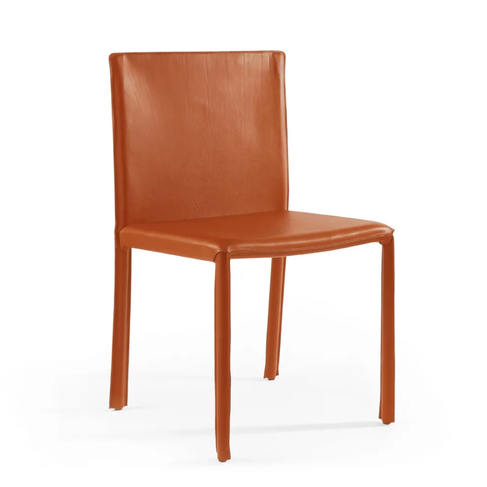 Innenstuhl mit gealtertem Vollnarbenleder bezogen, hergestellt in Italien – Schale