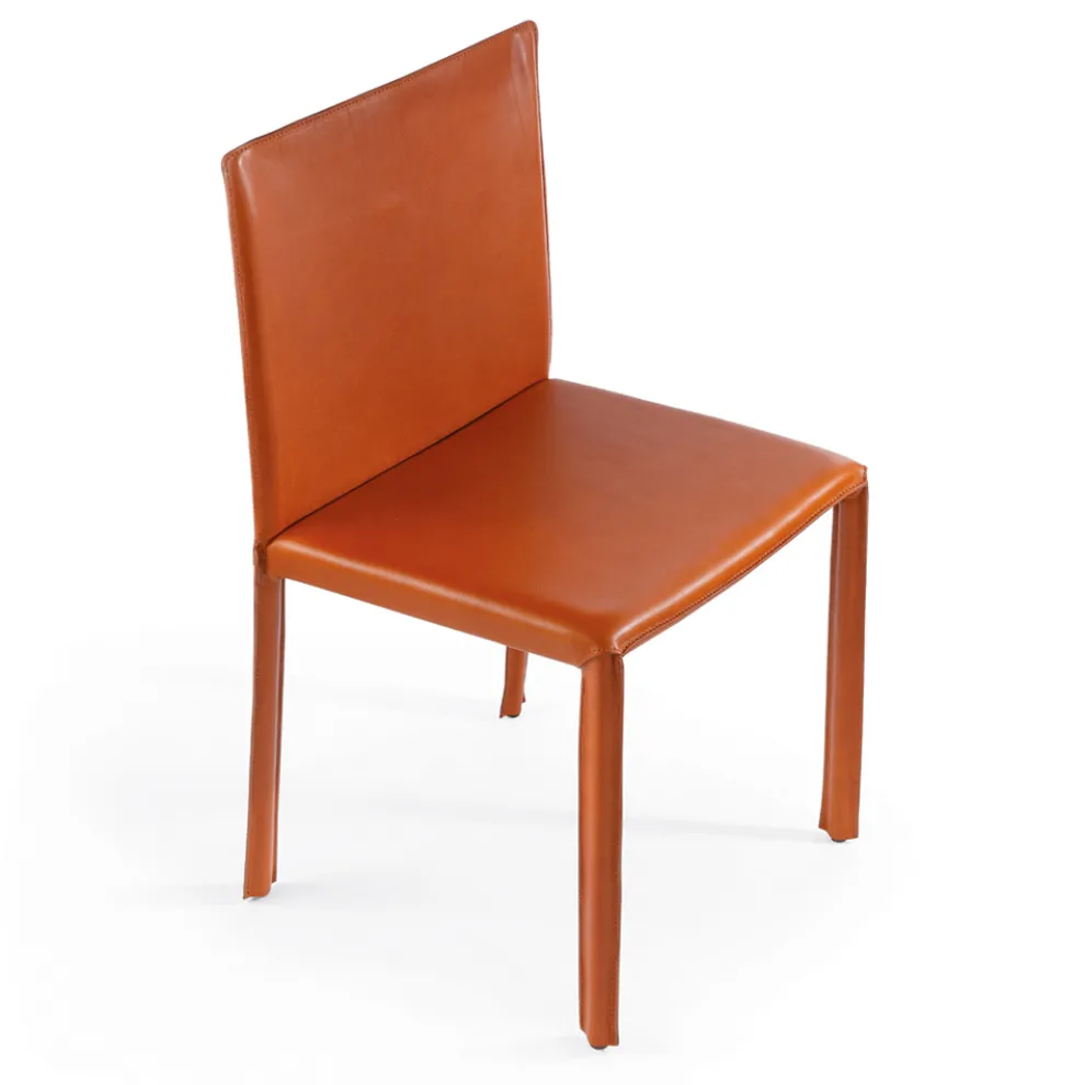 Innenstuhl mit gealtertem Vollnarbenleder bezogen, hergestellt in Italien – Schale