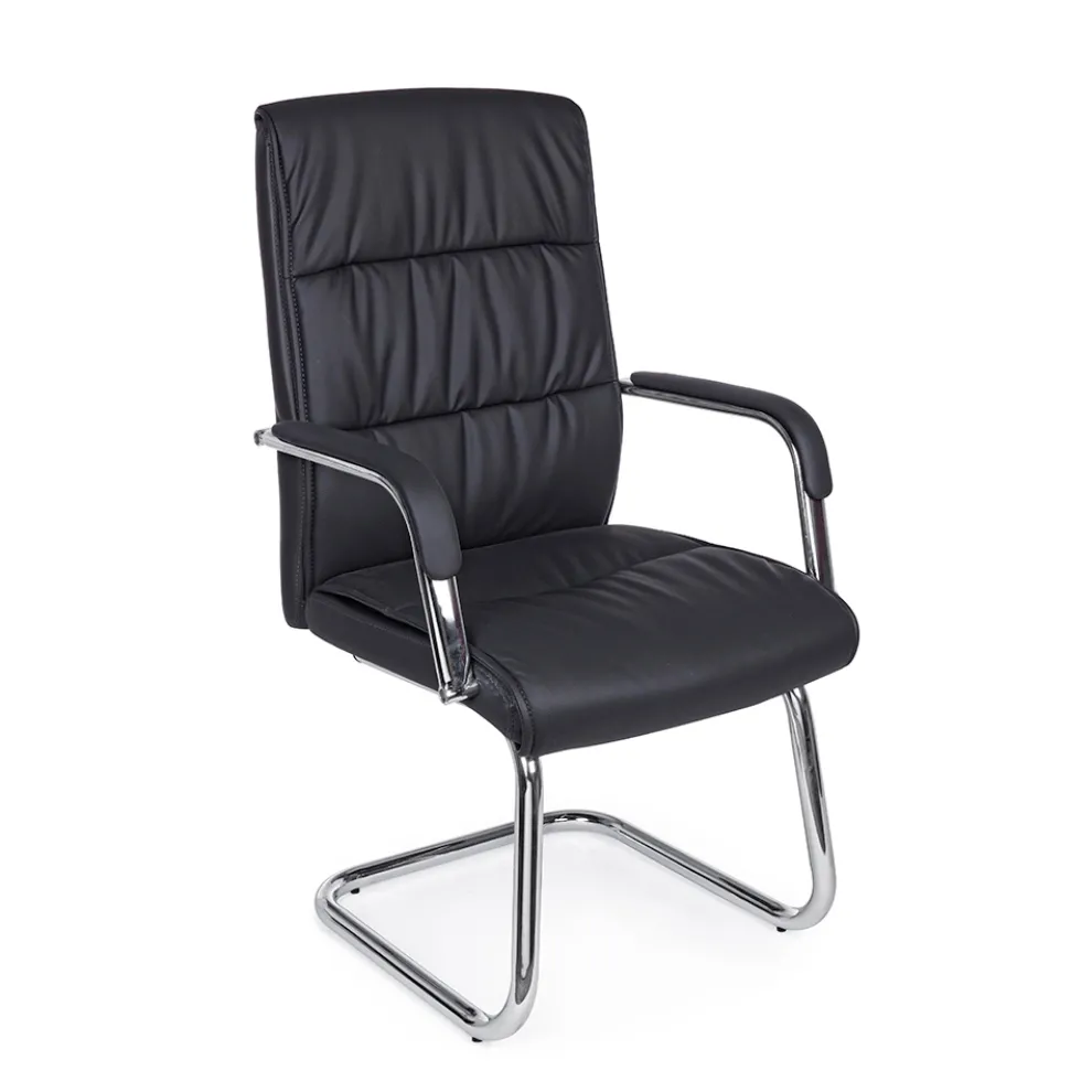 Sled Bürostuhl Stahl und Kunstleder mit Armlehnen 2 Stück - Monaldo