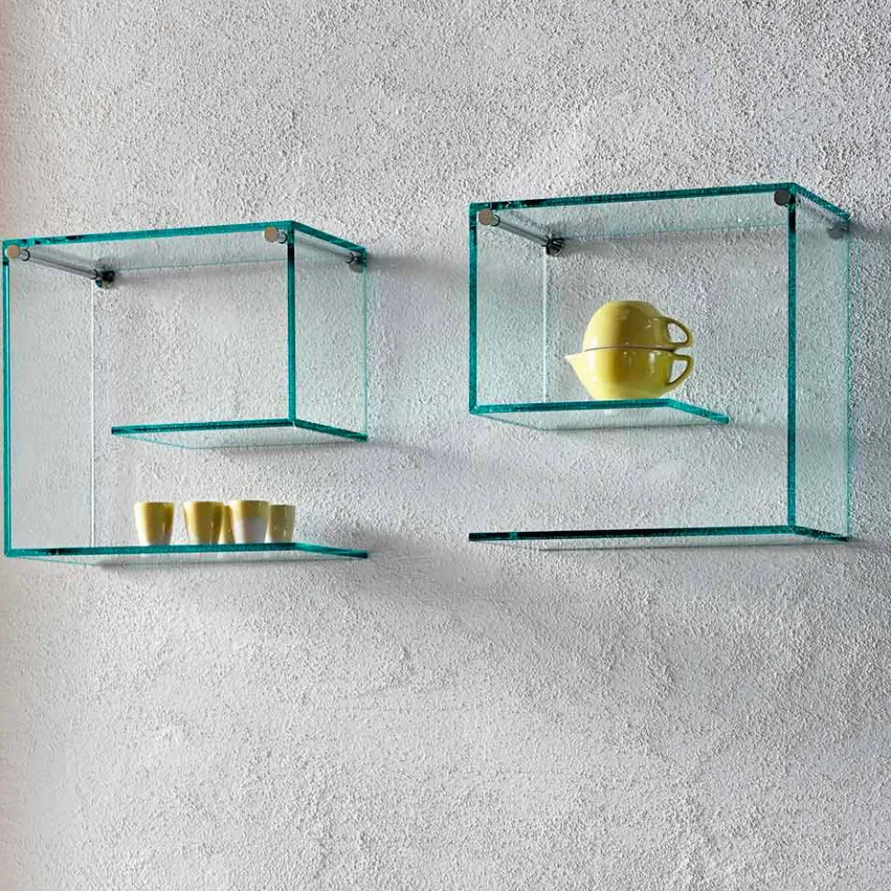 Wandregale aus transparentem Glas Design Made in Italy 2 Stück - Rolle