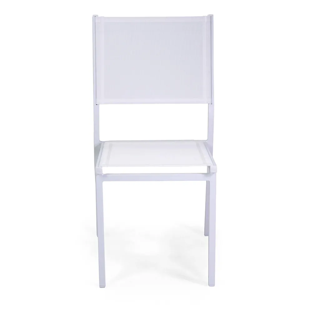 Stapelbarer Stuhl aus Textilene und weißem Aluminiumgestell - Pennarello