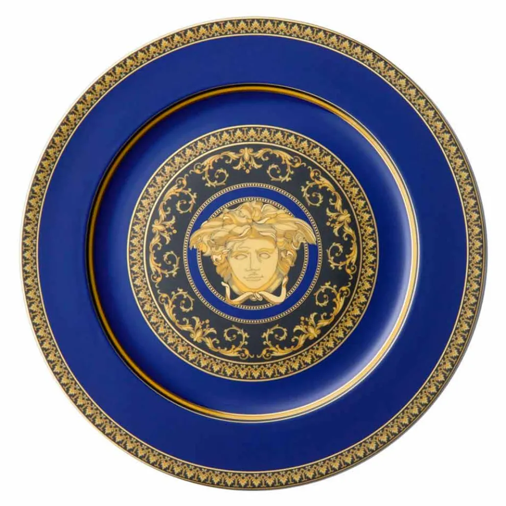 Rosenthal Versace Medusa Blue Plate Platzhalter aus Porzellan Design