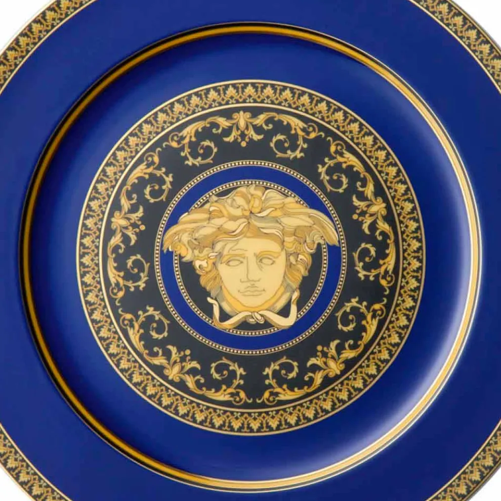 Rosenthal Versace Medusa Blue Plate Platzhalter aus Porzellan Design