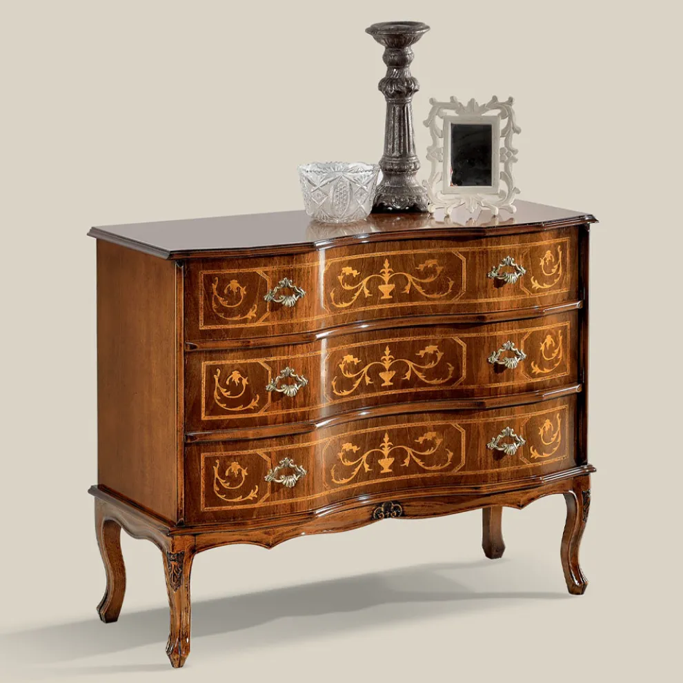 Kommode im klassischen Stil aus Holz mit 3 Schubladen Made in Italy - Elegant