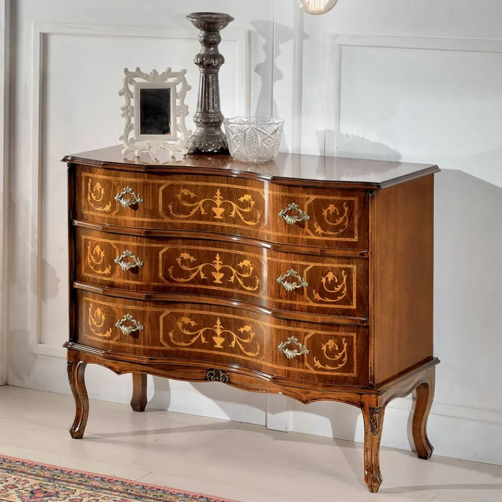 Kommode im klassischen Stil aus Holz mit 3 Schubladen Made in Italy - Elegant