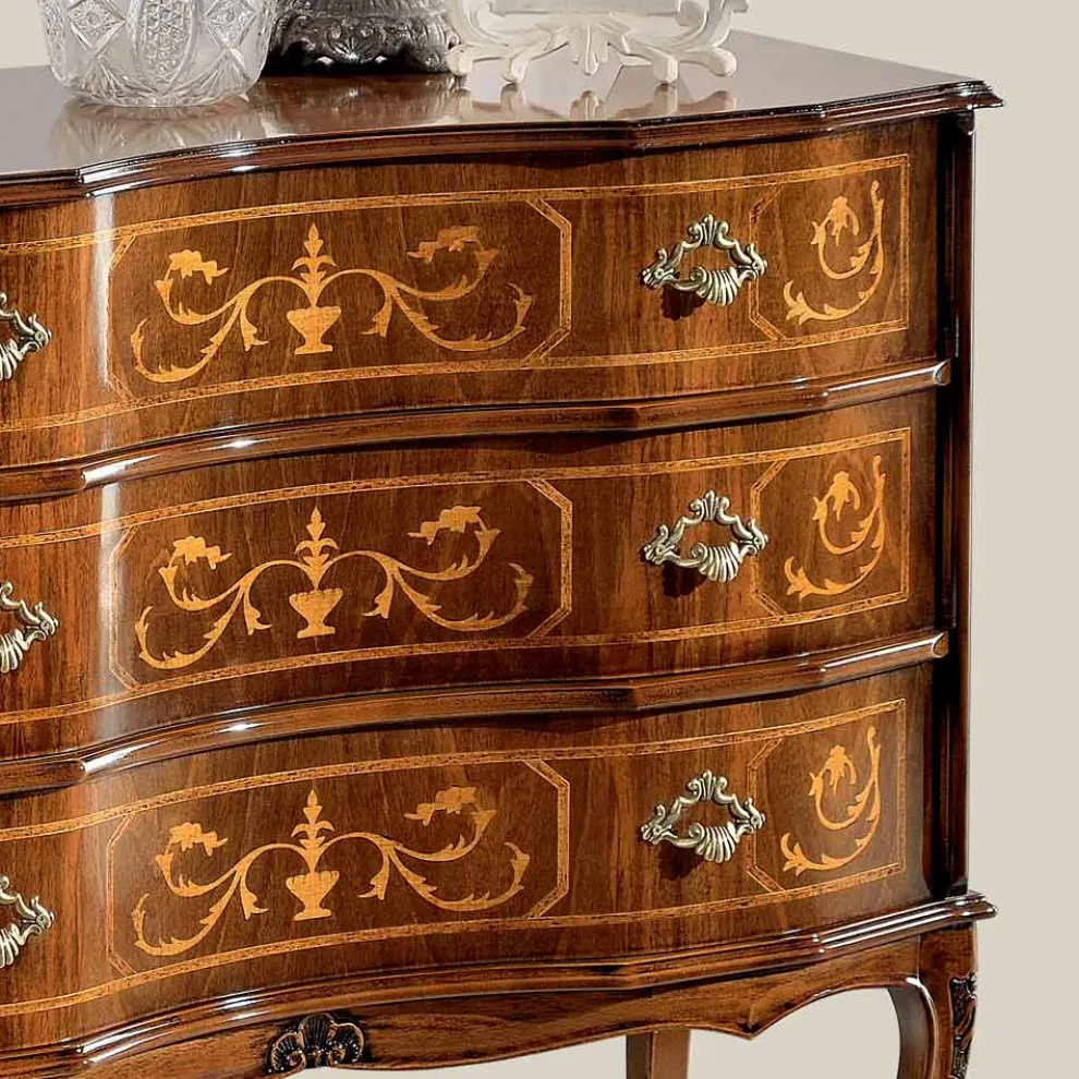 Kommode im klassischen Stil aus Holz mit 3 Schubladen Made in Italy - Elegant