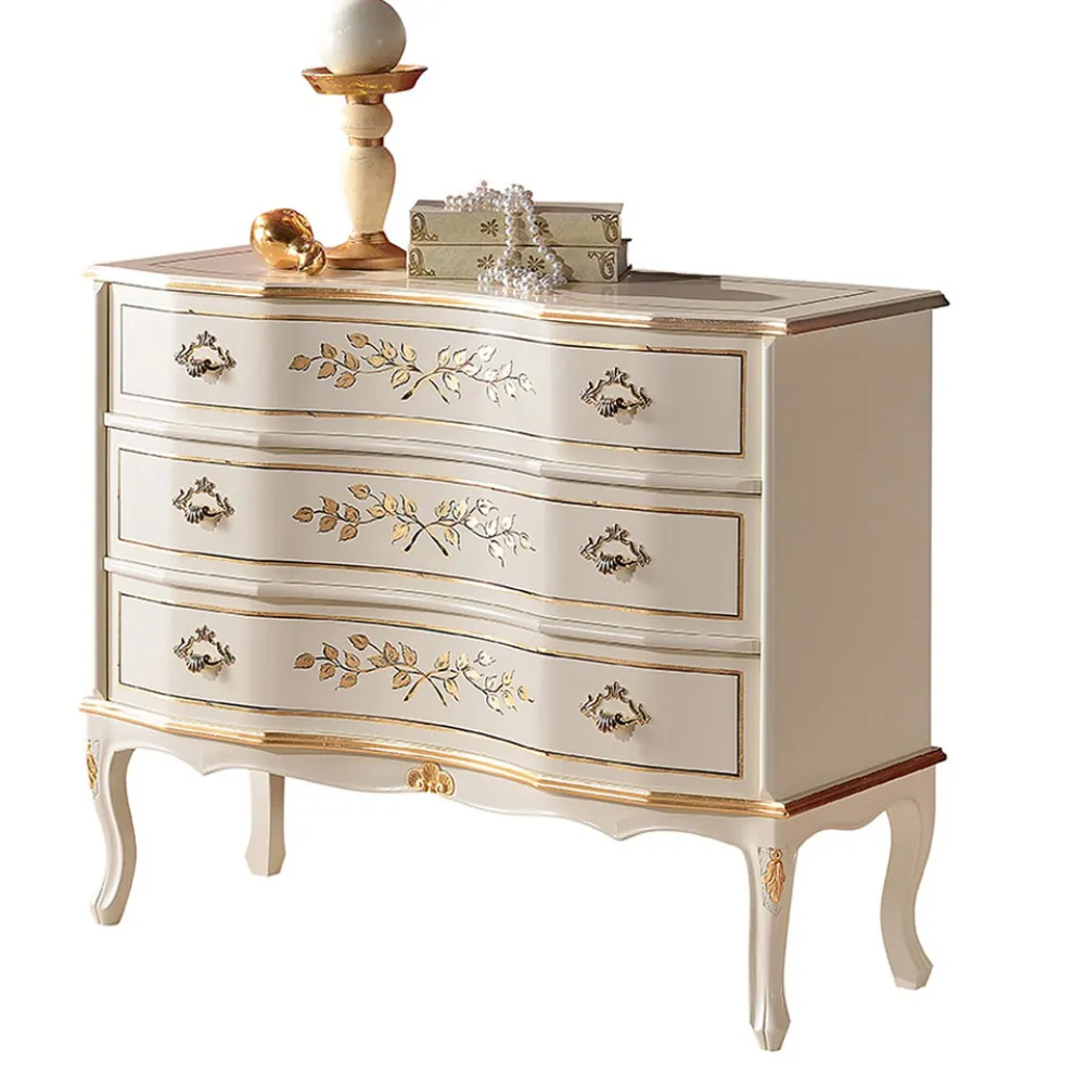 Kommode im klassischen Stil aus Holz mit 3 Schubladen Made in Italy - Elegant