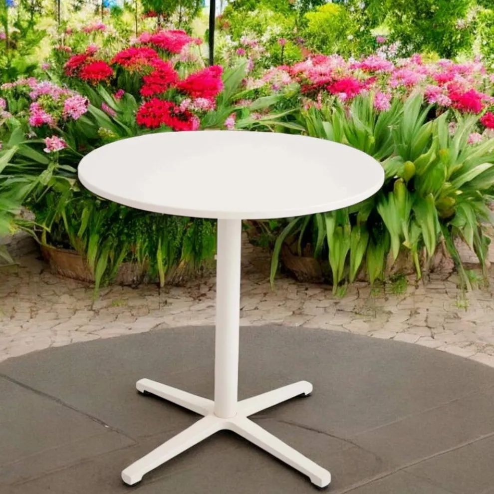 Runder Tisch für draußen Durchmesser 75 cm in Beige Aluminium - Brisea